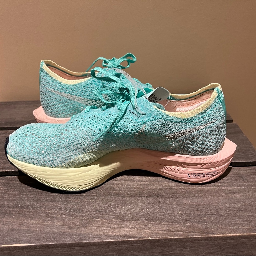 Nike Womens ZoomX VaporFly Next% 3 'Mint Foam Sunset Tint' Sz 7.5 - Picture 3 of 10